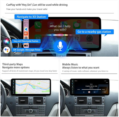 Ultra schmal 12,3 Zoll Android Auto Radio für Mercedes Benz C GLA Klasse W204 S204 Carplay Mulitmedia Player HD1920 * 720 2011-2014 BT Stereo Call Music (Linux 4.5/4.7 System)