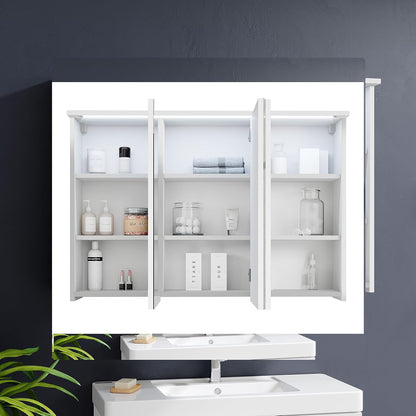 Stella Trading TWO Spiegelkast met ledverlichting in wit, badkamerspiegelkast met veel opbergruimte, 100 x 68 x 22,5 cm (b x h x d) - QUORE