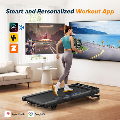 Merach Walking Pad, Treadmill and Walking Pad for Home Use with 9% Automatic Inclination, 1–6km/h, 2.5PK Desk Treadmill for Home and Office, Silent Fitness Device Up to 120KG, APP&Remote Control - QUORE