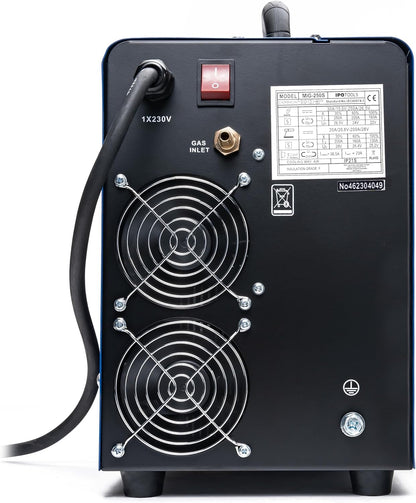 IPOTOOLS MIG-250S 5-in-1 MIG MAG lasapparaat - Synergic beschermgas lasapparaat met 250 ampère FLUX vuldraad-lasapparaat zonder gas, geschikt voor elektroden, E-hand, digitaal, IGBT, 230 V