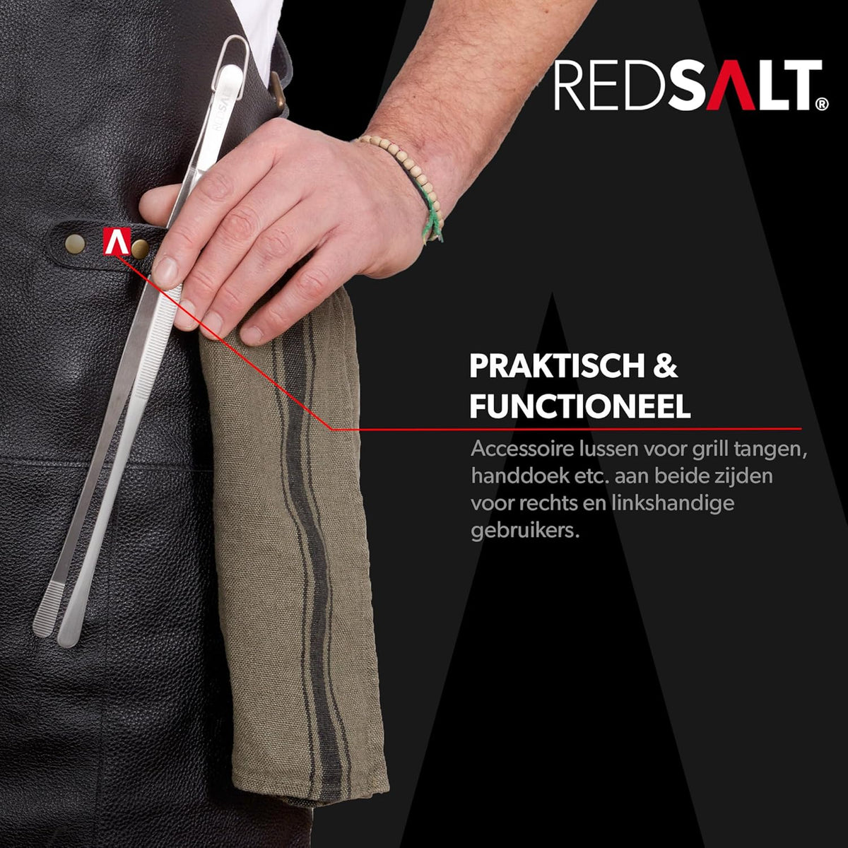 REDSALT® Premium lederen schort 100% rundleer 84x62cm crossback zwart | professioneel BBQ grillschort | werkschort keuken catering barista | kookschort keukenschort cadeaus voor mannen
