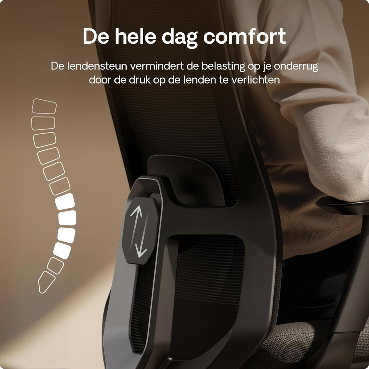 Desktronic SitOne Office Chair Adjustable Ergonomic Office Chair with Headrest, Armrests, Lumbar Support, Height Adjustment - Designed for European Body - Breathable Mesh - Spacious Seat (Black) - QUORE