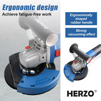 HERZO Betonschuurmachine, betonfrees, set met diamantslijpkop en afzuigkap, 1400 W (125 mm)