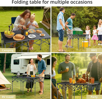Anbte Campingtafel, grilltafel, 122 x 60 x 74 cm (l x b x h), extra groot, aluminium roltafel, X-frame, klaptafel voor 6 tot 8 personen, draagvermogen tot 120 kg, met draagtas, voor tuin, strand