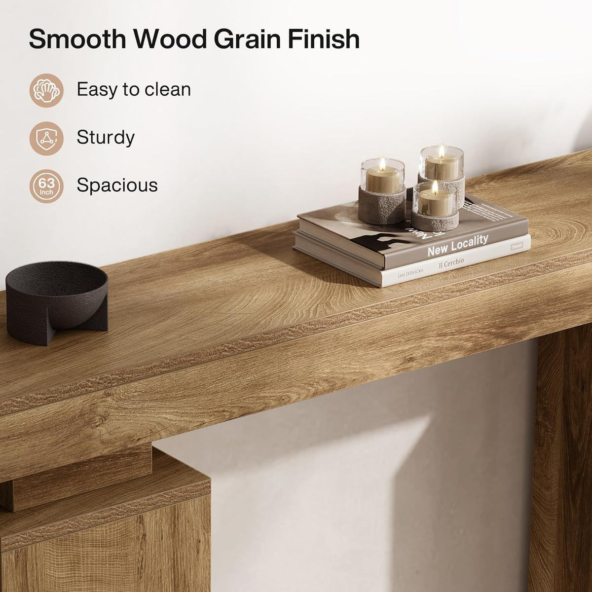 Tribesigns 160cm Long Console Table, Farmhouse Entrance Table Rear Sofa, Wooden Foyer Standard Entry Station, Modern Hallway Accent Furniture for Living Room Decor, Entrance, Natural Wood Finish
