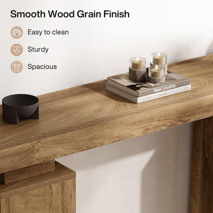 Tribesigns 160cm Long Console Table, Farmhouse Entrance Table Rear Sofa, Wooden Foyer Standard Entry Station, Modern Hallway Accent Furniture for Living Room Decor, Entrance, Natural Wood Finish