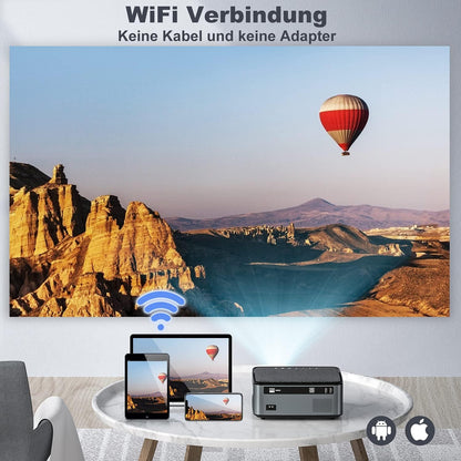 Beamer, 8500 Lumen Beamer Full HD, WiFi Bluetooth Beamer 4K Native 1080P LED Home Theater Video Projector Compatibel met Fire TV Stick, iOS/Android Smartphone, MAC/PC/Laptop, PPT, PS3