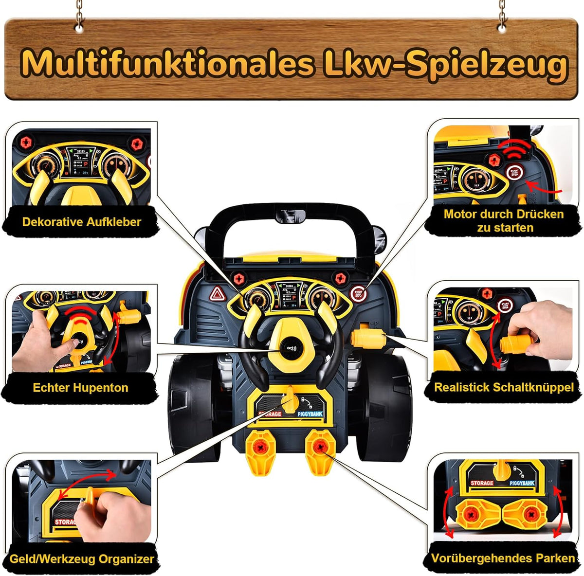 Autoschroeven - Speelgoedset - Educatief Speelgoed - voor kinderen, met Boormachine - Grote Tractor om te Schroeven - Licht - Geluid - Motorblok Reparatiefuncties - Geel