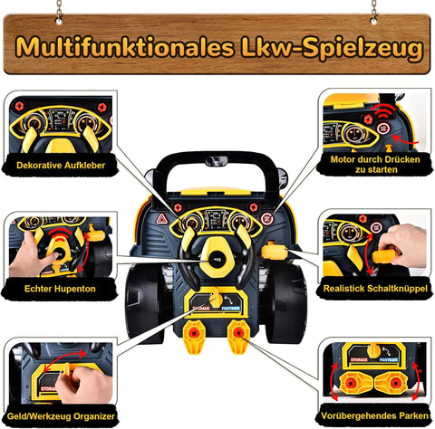 Autoschroeven - Speelgoedset - Educatief Speelgoed - voor kinderen, met Boormachine - Grote Tractor om te Schroeven - Licht - Geluid - Motorblok Reparatiefuncties - Geel