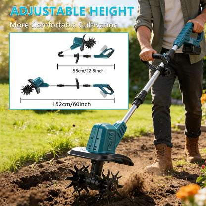 Accu-grondhak voor Makita 18 V accu (zonder accu), 400 W elektrische tuinfrees met 20 cm werkbreedte, 15 cm werkdiepte, elektrische motorhak voor gazon/bodembewerking