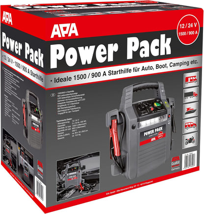 APA 16524 Power Pack 12/24V, starthulp 900A,grijs/zwart