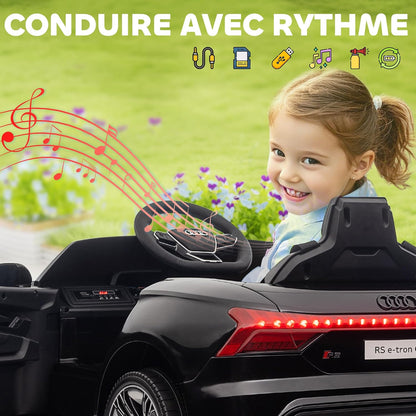 HOMCOM Elektrische auto kinderen 12 V – afstandsbediening voor ouders – V max. 5 km/u – geluidseffecten – Audi RS E-tron GT zwart