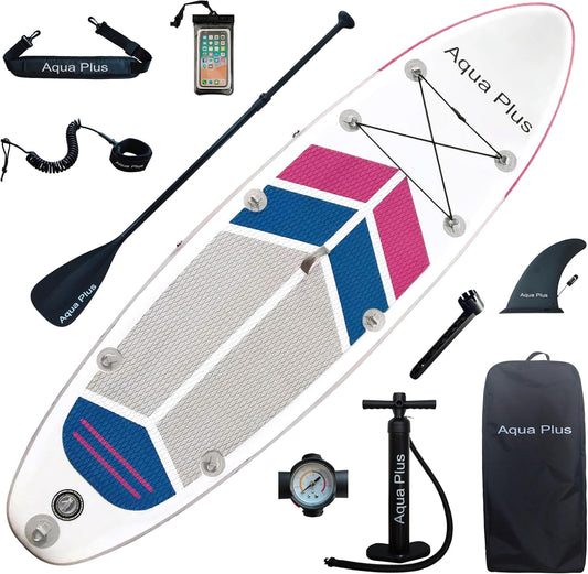 Aqua Plus 15 cm dikke, opblaasbare SUP voor alle vaardigheidsniveaus, stand-up paddleboard, peddelpomp, ISUP-reisrugzak, tieners, opblaasbaar board voor staand peddelen