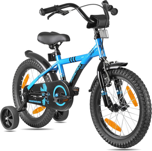 PROMETHEUS BICYCLES kinderfiets 16 inch fiets jongens meisjes van 5 jaar oude met zijwieltjes terugtraprem in blauw BMX