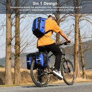 3-in-1 Fietstas - Fietstassen - Dubbele Fietstas - Multifunctioneel Bagagedragertas - Scheurvast - Grote Bagagetassen - met Regenhoes - 70L - Nylon - Blauw