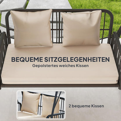 Garden Swing Rattan for 2 People, Up to 240 kg, with Canopy
