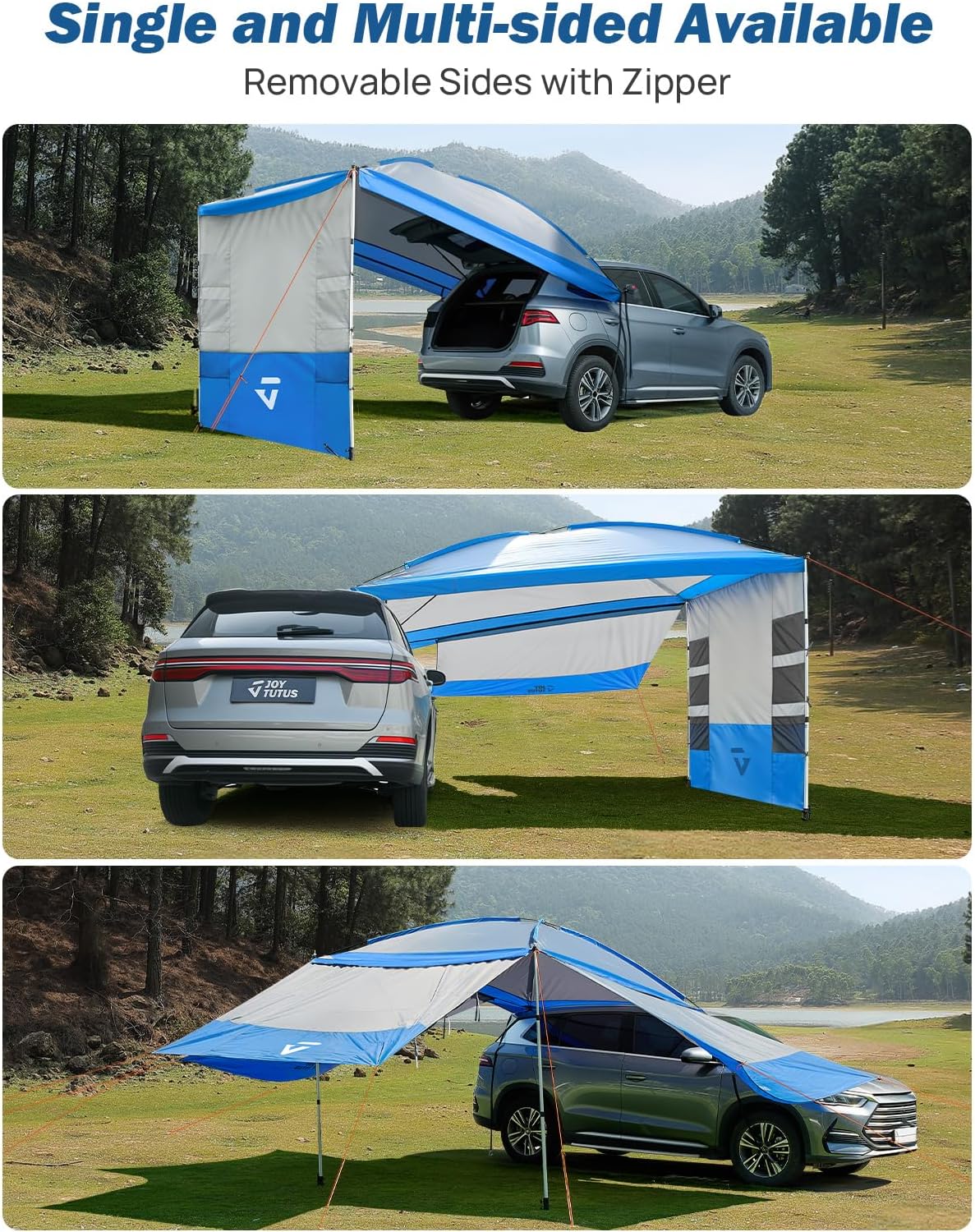 JOYTUTUS Auto SUV achterkleptent, universele waterdichte achtertent, campingtent met muggennet, achterklep, luifel, zonwering voor trekking, camping, outdoor, hiking