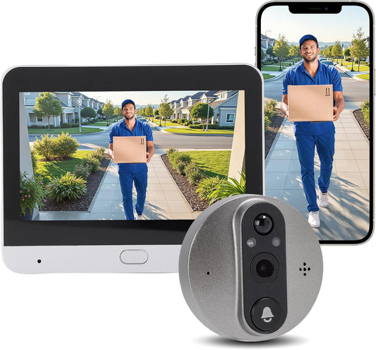 Draadloze deurbel met camera en 4,3 inch scherm, 1080p HD-video, nachtzicht, twee-weg audio, voor Tuya-app, geen wifi nodig, eenvoudige installatie voor voordeur