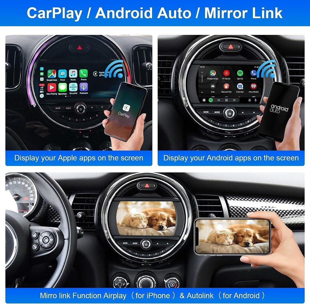 Carplay Draadloze Adapter – Android Auto Interface – MirrorLink Module – Multimedia Decoder – BMW NBT 5/6/7 Serie 2012-2016 – Stuurwielbediening – Ondersteuning Achteruitrijcamera