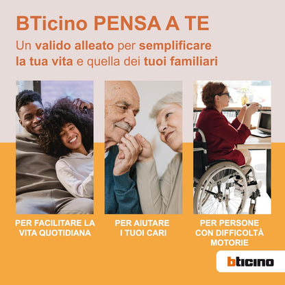 Bticino 318913 Easykit Plus video-intercom voor 1 gezinshuis, plug-in met 2 draden, 1 externe knop met bel en camera, 1 interne monitor 7 inch in kleur met handsfree, uitbreidbaar voor twee families