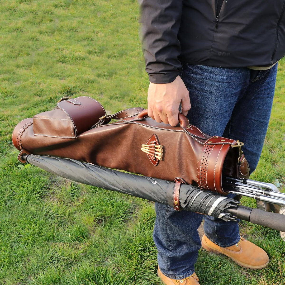 TOURBON Vintage Golf Zondag Draagtas met Draagbare Golf Club Reistas voor Duiken Range