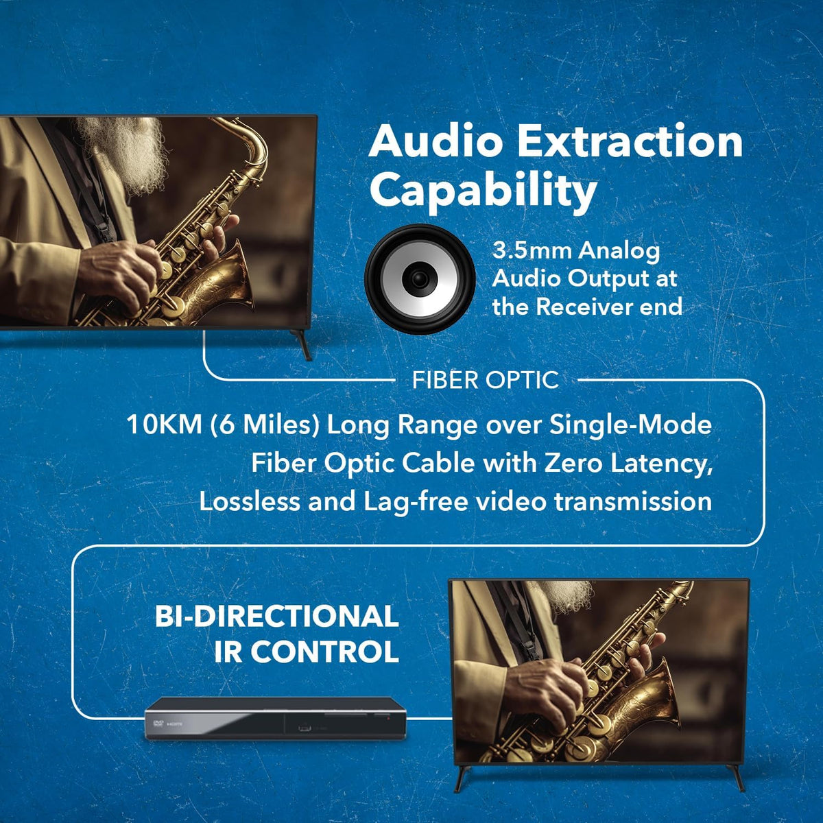 OREI 4K HDMI Over Fiber Optic Extender up to 10Km with Audio Extraction and Bi-Directional IR - RS-232 (UHD-FO10-K)