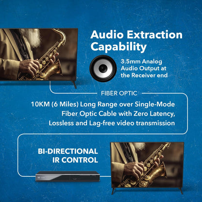 OREI 4K HDMI Over Fiber Optic Extender up to 10Km with Audio Extraction and Bi-Directional IR - RS-232 (UHD-FO10-K)