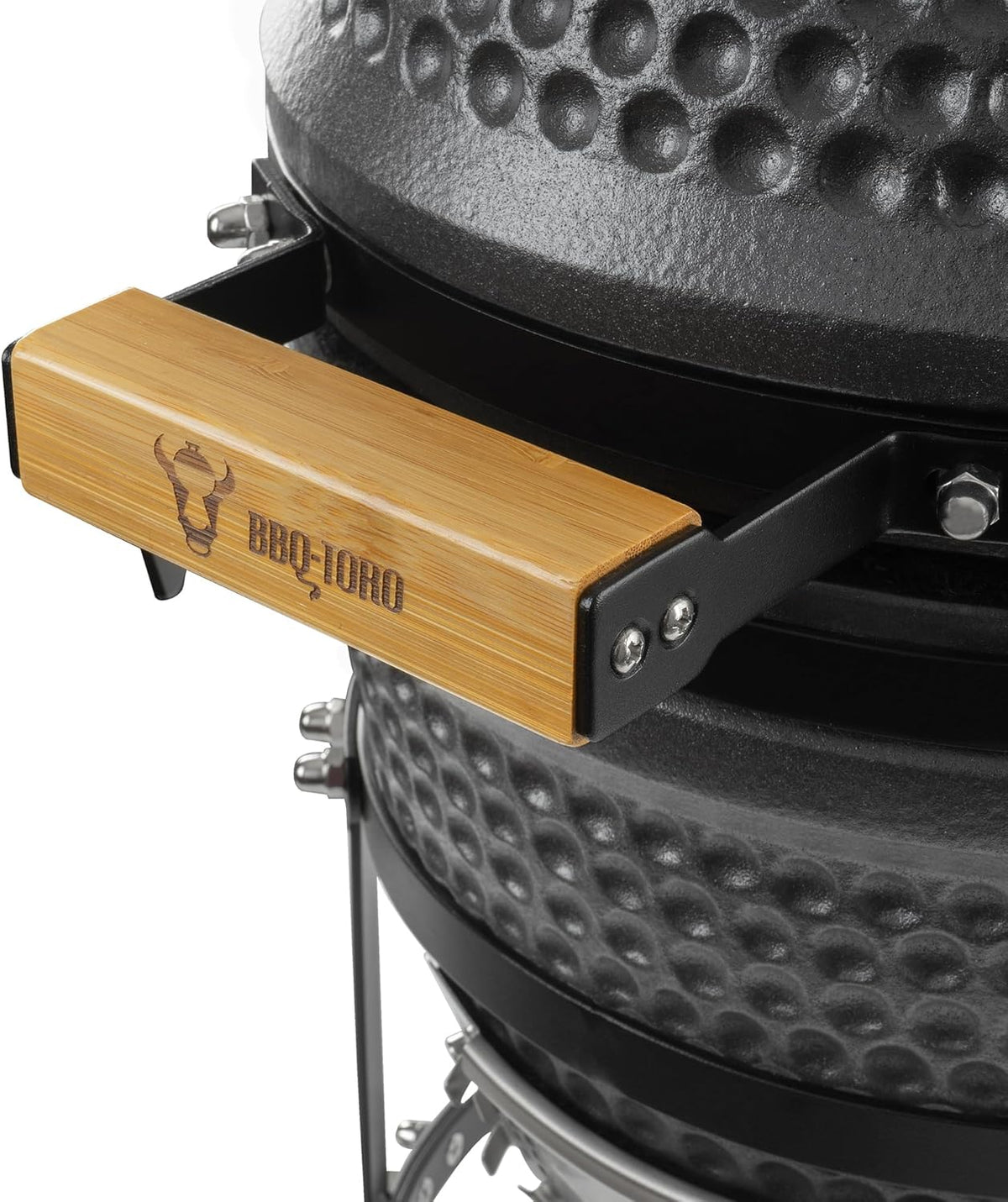 BBQ-Toro Kamado Hairo 32 cm Charcoal Barbecue with Thermometer Wooden Handle Matte Grey Bubble Frosted Glaze Kamado Ceramic Grill Mini Charcoal Grill Mini Kamado Grill Ceramic - QUORE
