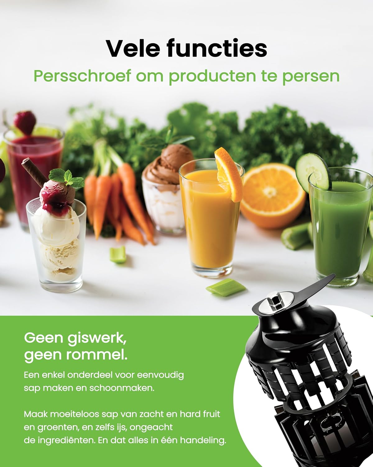 HUROM | H400 | Sapcentrifuge voor fruit en groenten | Hurom Easy Clean H400 | Snijbak | 150 Watt | BPA-vrij
