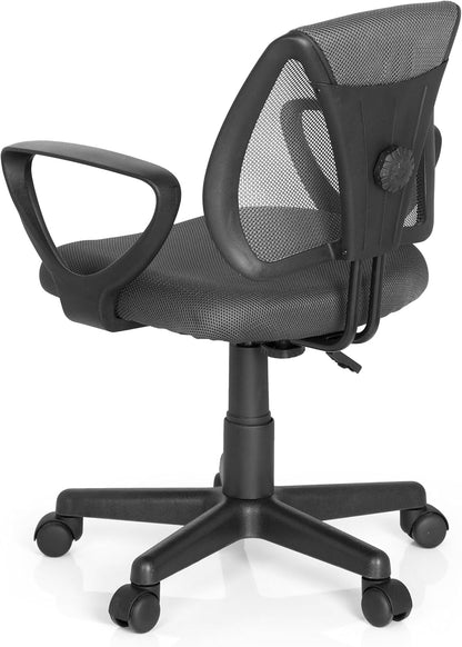 hjh OFFICE 725102 kinder- en jeugddraaistoel KIDDY CD netstof grijs bureaustoel met rugleuning in hoogte verstelbaar