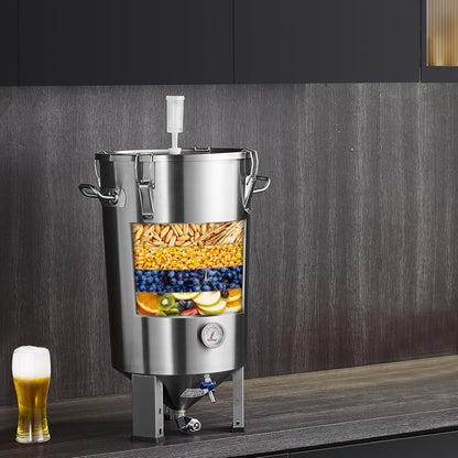VEVOR Bierproductiesysteem, inhoud 30 liter, roestvrijstalen brouwerij voor bierbrouwen, brouweremmer, accessoires voor het maken van bier