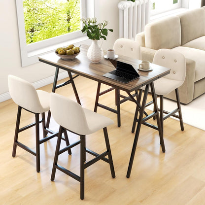 Bartafelset – Barset – Bistroset – Hoektafel – Barkrukken – Industrieel Design – 120x60x91 cm – Stalen Frame – Beige