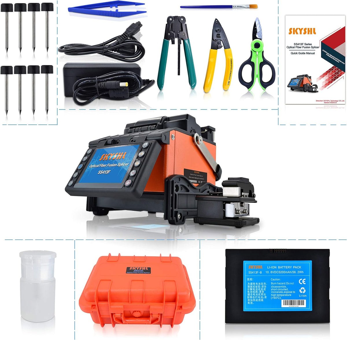 Kern tot Kern Glasvezel Optische Lasmachine Fusielasmachine (Met 4 paar elektroden) FTTH Fiber Optische Fusion Splicer Splicing Machine for SM MM DS NZDS (SS413F)