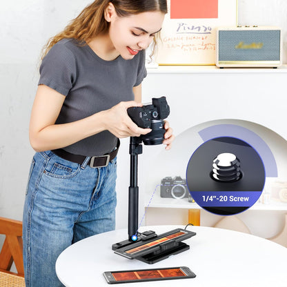 JJC Mobiele Film Digitaliseren Adapter voor Fotodia, Slides en Negatief, Lichtpanel/35mm 120 Film Houder/Afstandsbediening voor IOS Android Telefoon