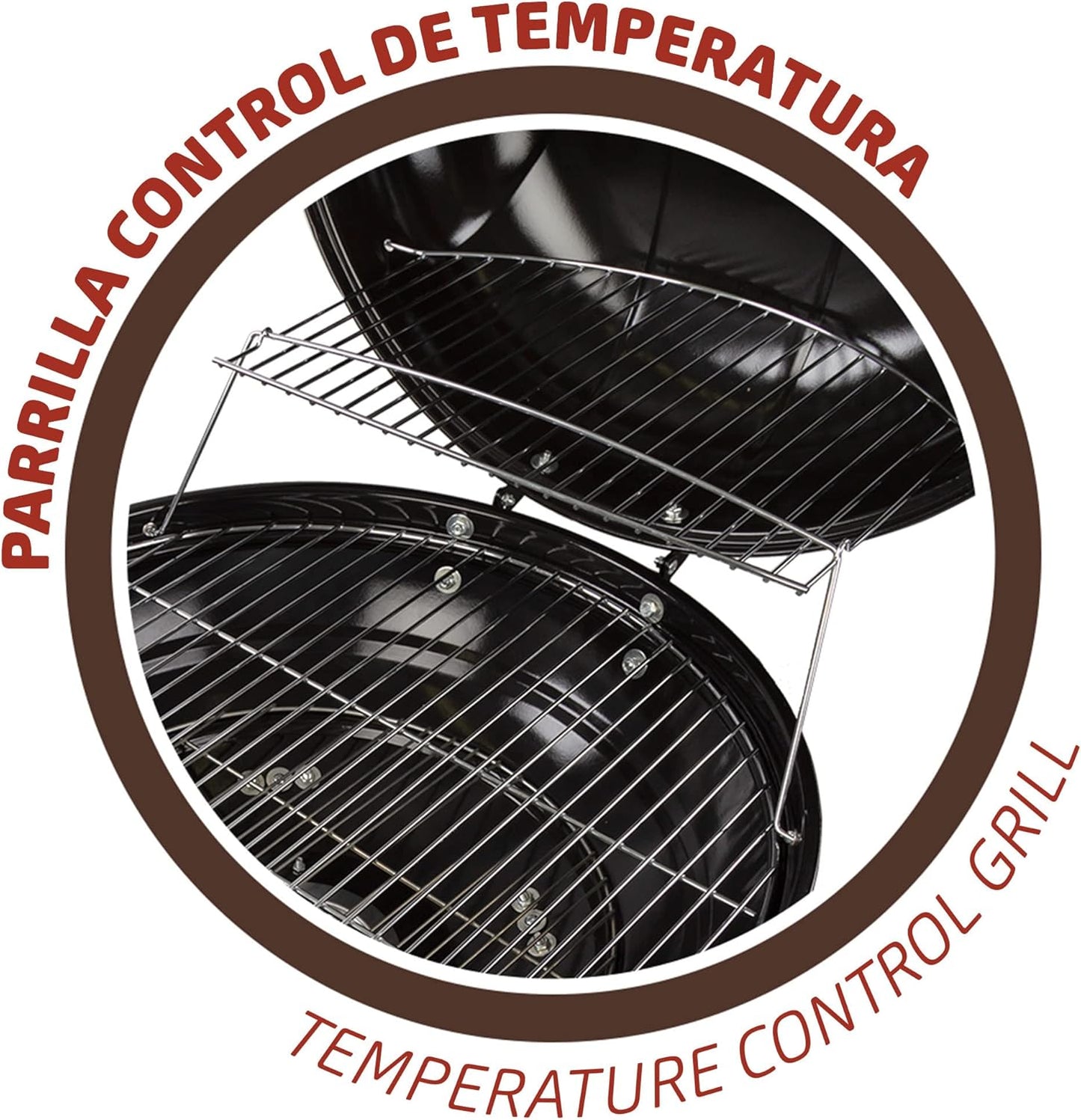 Aktive 52803 Draagbare houtskoolgrill, ronde grill met deksel, diameter 57 x 86 cm, met geïntegreerd ventilatiesysteem en asbak, temperatuurregeling, 2 wielen voor eenvoudig transport