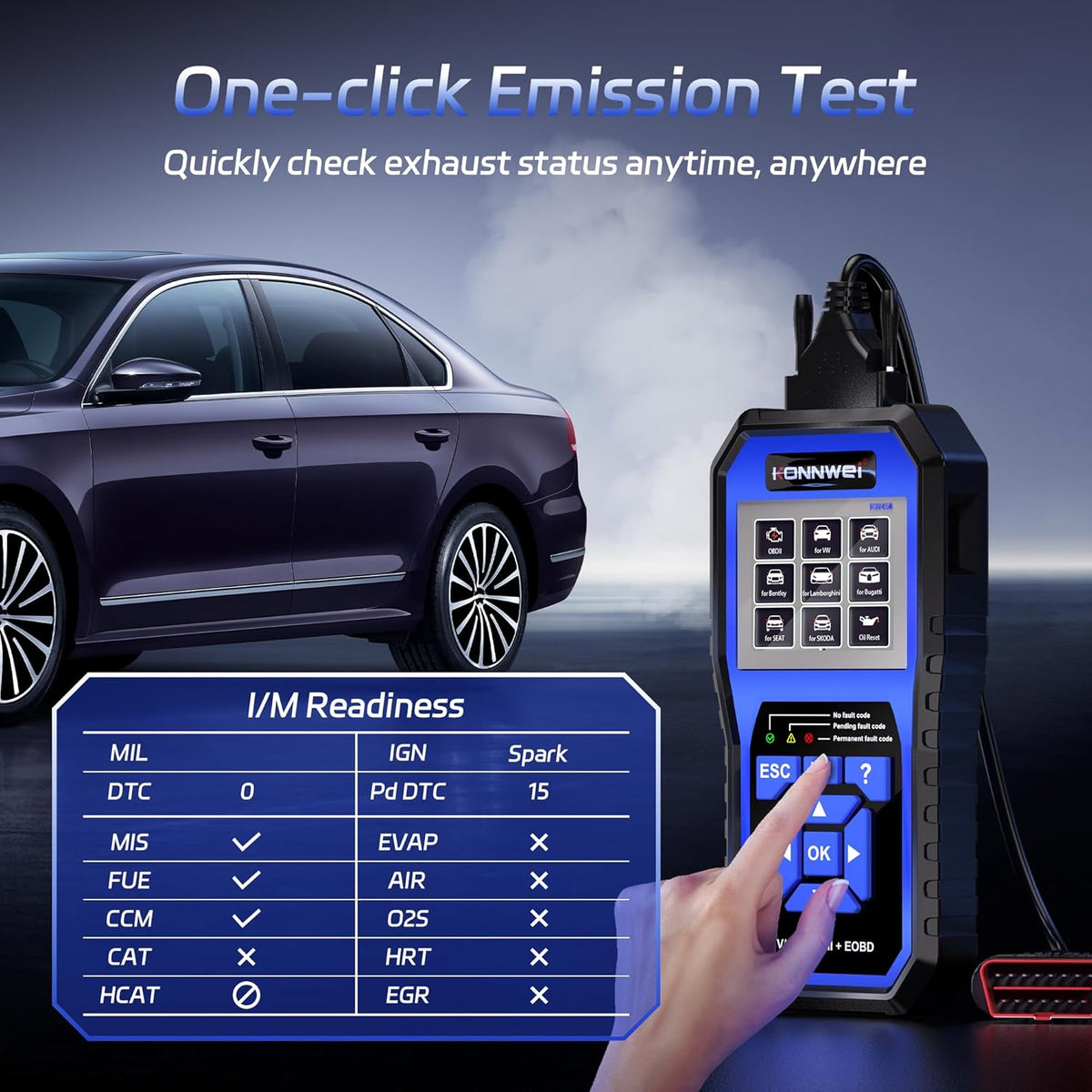 KONNWEI KW450 OBD2 all-systeem scanner met 9 speciale functies voor voertuigen VAG diagnose olie codelezer SAS EPB TPS reset injector DPF codering lamp aanpassing ophanging gereedschap