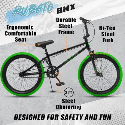 AVASTA 18 Inch Kinderfiets Freestyle BMX Fiets voor 5 6 7 8 Jaar Jongens Meisjes en Beginners，Verschillende Kleuren