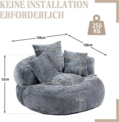 Lazy Sofa Durable Comfort Lounger High Back Bean Bag with Three Cushions for Adults and Children, Indoor & Outdoor, Single Gaming Sofa, Chair for Bedroom, Office - QUORE