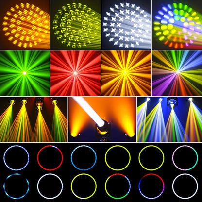 Mini 230W 7R Beam Moving Head podiumlicht met RGB lichtring 13 kleuren 14 patronen party verlichting koplamp voor disco club live show bar bruiloft Kerstmis podiumtechniek