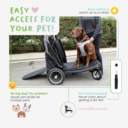 Apollo 3-in-1 wandelwagen voor huisdieren | hondenbuggy | hondenkinderwagen | hondenkinderwagen | hondenwielen | lichtgewicht afneembare opvouwbare draagbare huisdierendragers tas jogger voor