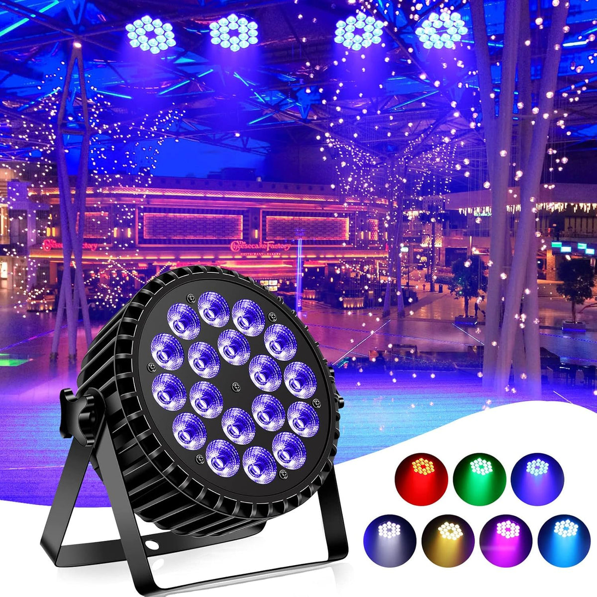 LED Par Verlichting – LED Spots – DJ Verlichting – Stage Light – Discovlamp – RGBW 4-in-1 LEDs – 200W Krachtige Lichtsterkte – 5 Bediening Modi (DMX512, Strobe)