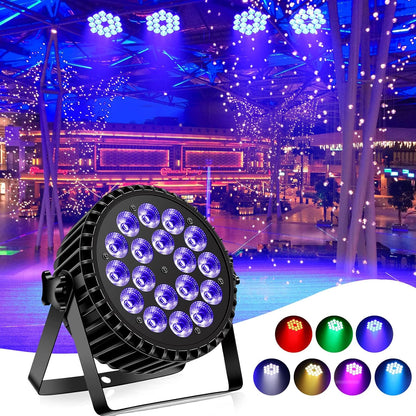 DMX RGBW Podiumlamp – Stage Light – DJ Verlichting – Party Lamp – Disco Lamp – 4 Stuks Set – 18 x 10W RGBW LED’s – 8-Kanaals DMX512 Bediening
