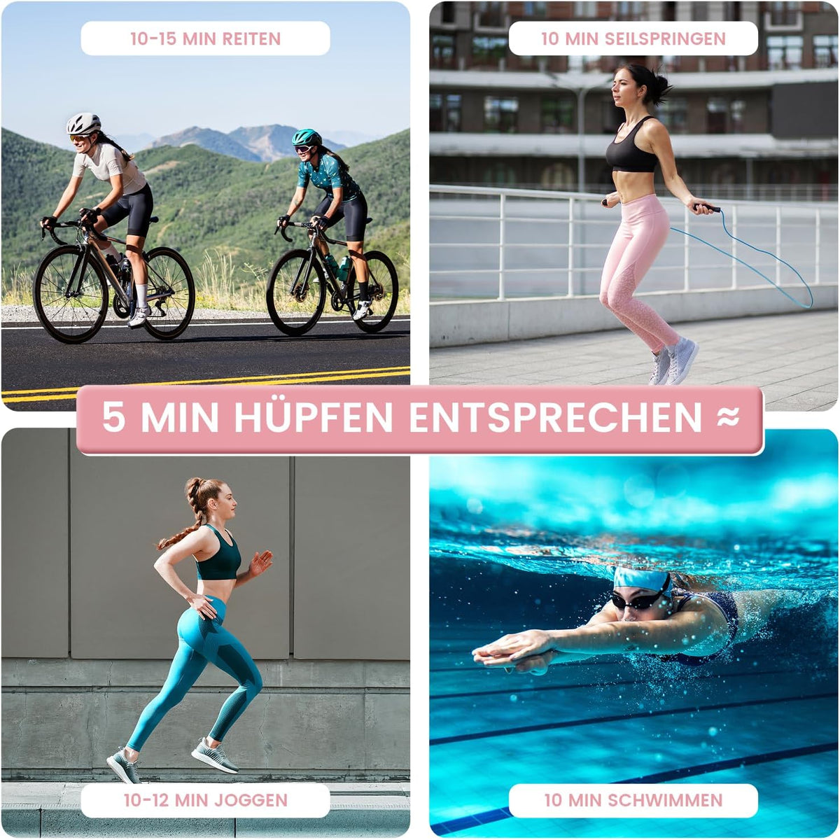 Fitness trampoline Ø106,5 cm – opvouwbare volwassen trampoline met verstelbare handgreep en veerkrachtig compact ontwerp – stil trampoline voor thuis workout