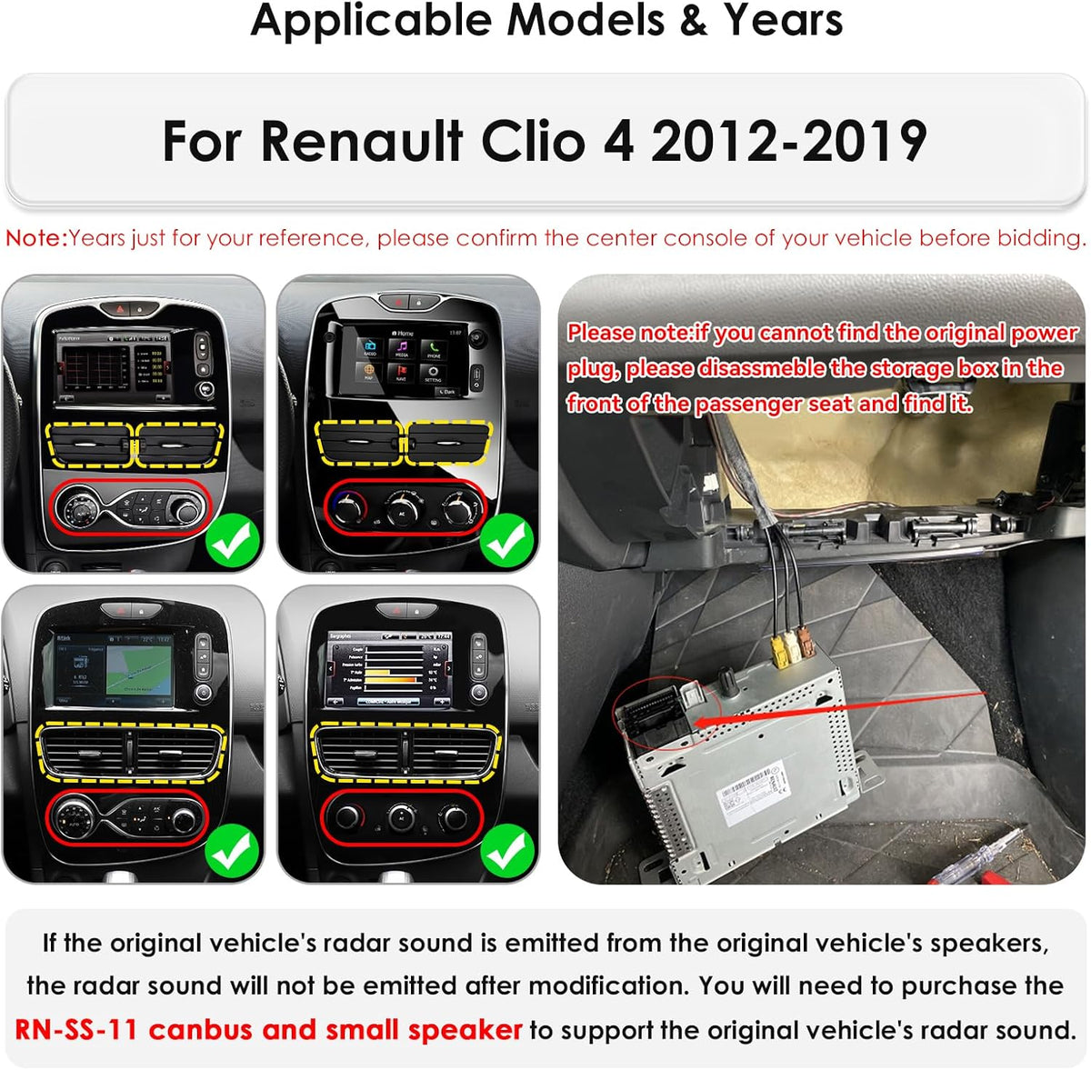 Ossuret Autoradio voor Renault Clio 4 (2012-2019), 9 Inch Android 14Touchscreen 2+32GB GPS Navigatie met Carplay Android Auto WiFi Bluetooth Stuurwielbediening DSP TPMS DAB+ OBD2