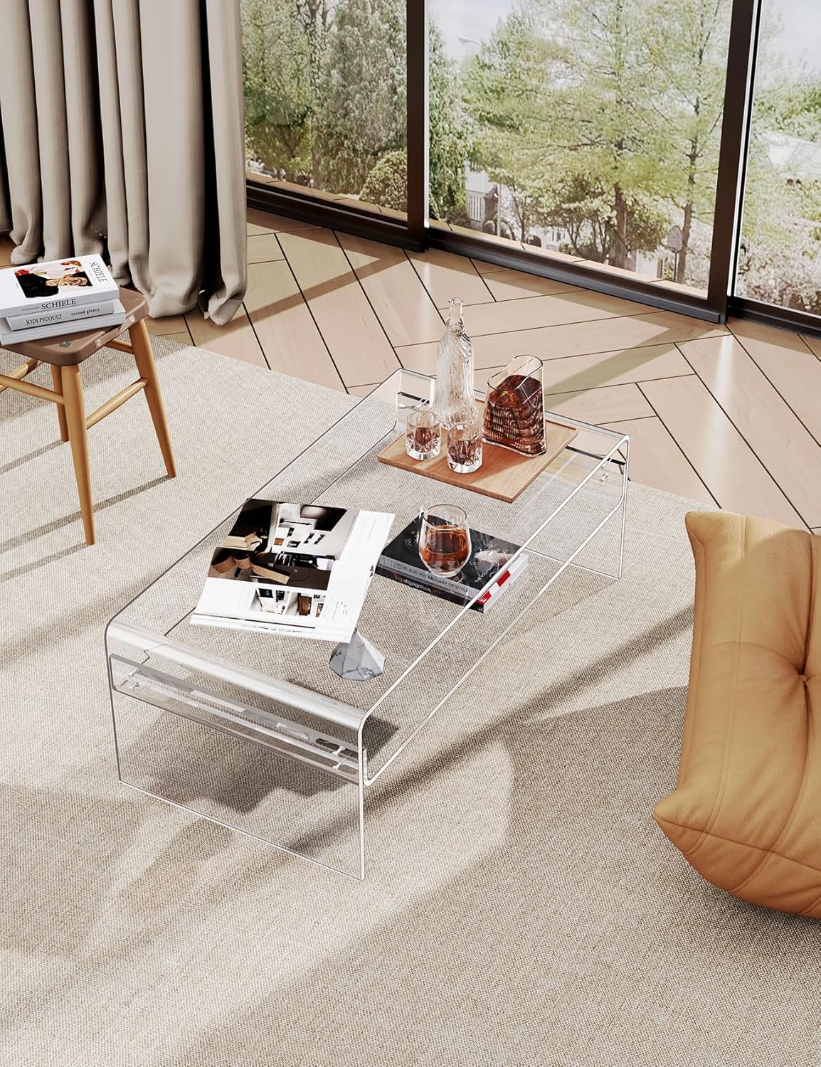 Acryl Salontafel, Transparant Helder Acryl Tafel (Transparant, 50 cm)