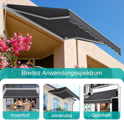 Klemluifel Balkonluifel Zonnescherm Klemluifel Scharnierarm Luifel – Donkergrijs – 250x200 cm – Aluminium Frame – Waterafstotend Polyester