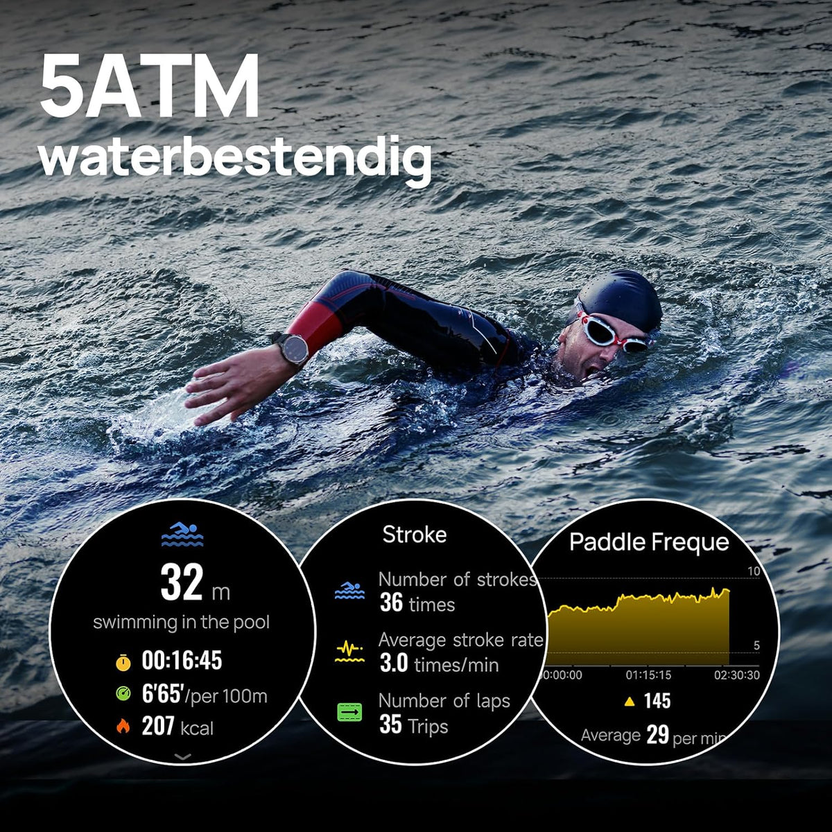 Mibro GS Pro2 Smartwatch voor Heren met GPS, Hardloophorloge met 1,43" AMOLED, Sporthorloge Stappenteller, Hartslagmeter, SpO2, 150+ Sportmodi, Padel, Zwemmen, Fietsen en Hardlopen (Donkergrijs)