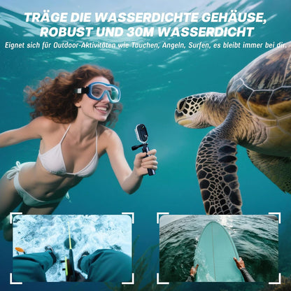 Action Cam WiFi, 4K mini-onderwatercamera, waterdicht tot 30 m, 360 graden helmcamera, fiets, handsfree POV, bodycam, lichaamscamera, actiecamera, kleine camera