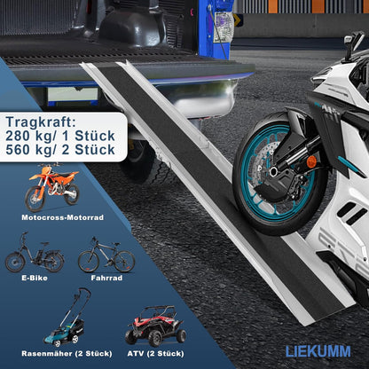 LIEKUMM 1 x 180 cm oprijplaat, 280 kg draagkracht, inklapbaar stalen motoroprijplaat, oprijplaat voor aanhanger, ATV, motorfiets, fiets, auto, laadhelling voor aanhanger