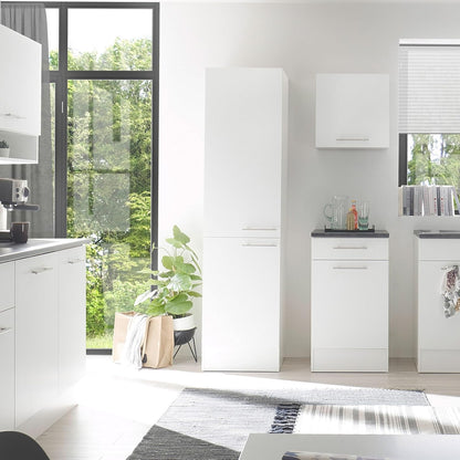 EDDY Moderne voorraadkast keuken in mat wit - ruime keukenkast met veel opbergruimte - 50 x 200 x 57 cm (b x h x d)